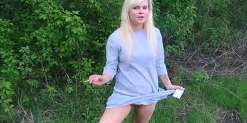 Smoking outside Naked