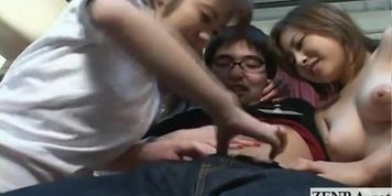 Subtitles Japanese uniformed group harem with blowjobs
