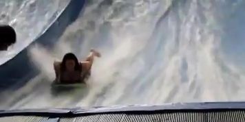 Sexy flowrider bikini downblouse in the aquapark