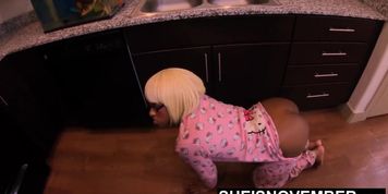 4K Sneaking Blowjob & Fuck With Daughterinlaw Msnovember, Black Nerdy Girl Squatting With Glasses Point Of You Bj While Her
