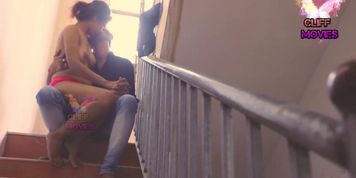 Aroused male uses Indian pussy on the stairs