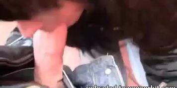 Busty brunette gets fucked in voyeur public sex video