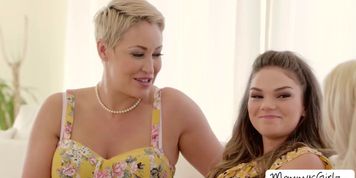 MOMMYSGIRLZ - Horny lesbian threesome with teens Athena and Christie Stevens (Athena Faris, Ryan Keely)