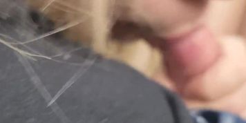Cute blonde sucking and licking my cock head until i cream her mouth while driving (Alita Angel, Serenity Cox)