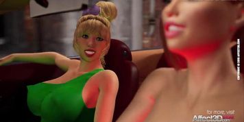 Blonde cop catches a lesbian futa couple in a hd animation