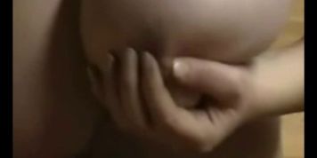 Babe with really huge tits handjob