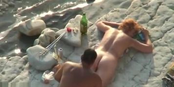 Voyeur Guy Wanking And Fuck Redhead Girl On A Public Beach