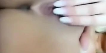 Lonely blonde jerk off her pussy at home