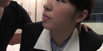 Touching and rough dildo fucking with uniformed chick