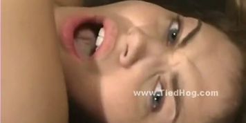Sexy brunette teen babe undressed and bound from pole in barn get