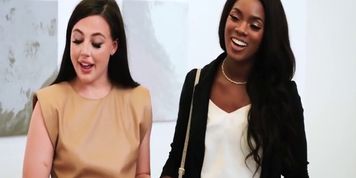 Interracial lesbian couple facesit busty milf social worker