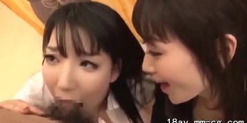 2 asian chick ride on dick