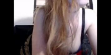 Sweet Redhead Babe has fun at her Cam Sexy Hot boobs