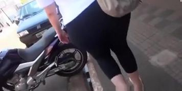Fat ass woman in leggings