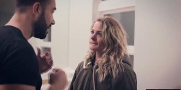Homeless teen followed guy home and is seducing him to cheat