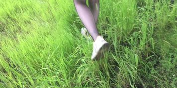 Walked in the park in black tights