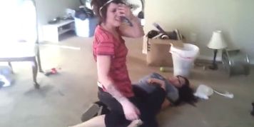 Homemade Catfights - Girls Rolling around the Floor