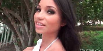Close-up with latina babe blowing huge shaft in POV - video 1