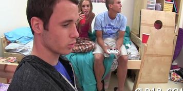 College slut sucks dick