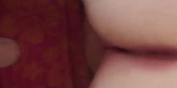 Cumming on my wifes ass. She didn't know I was filming