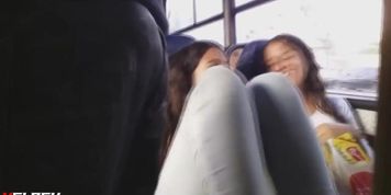 Girls smiling looking bulge cum