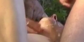 Deutsch reifen Amateur Gang-Bang im Freien