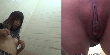 XXX JAPAN TV - Naughty Japanese babe fingers her pussy in public toilet