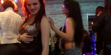 Clothed sluts get facials