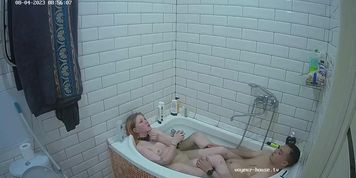 couple cute kiss bath