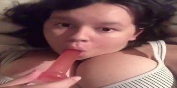 Deepthroating and sucking my dildo