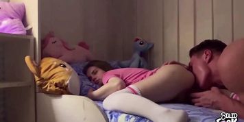 Sweety Teen Licked And Fucked By Stepdad When Sleeping