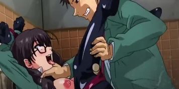 Orgy in the bathroom while two lesbians screw with a big dildo  Anime hentai