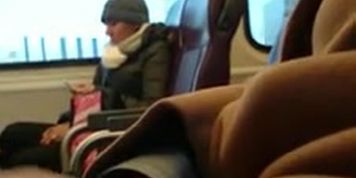 dickflash near girl on train