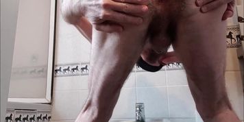 Guy double penetration & a2m, orgasmic with trembling thighs - double dildo