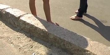 The sheer costume real upskirt in the road