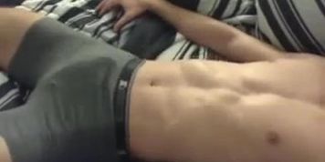 hot asian guy cums with hands off