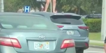 Naked Girl on Car