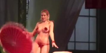 busty girl on show stage