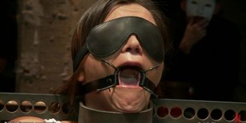 Bound slave hard fucked in public