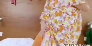 orange stocking and glass dildo - video 2