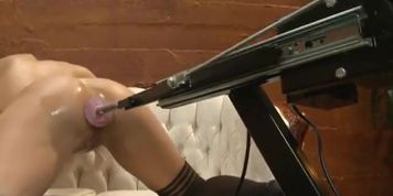 Brunette Enjoys Anal Fucking Machine