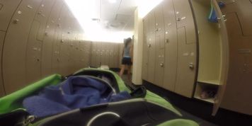 Cumming in gym locker room