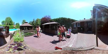 3-Way Porn - VR Group Orgy by the Pool in Public 360