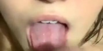 Cute Girl With Glasses Takes Cum In Mouth Swallows And Licks It Nicely