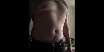 potbelly show suck in and push out ball belly fetish