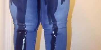Desperate Piss through Panties and Jeans