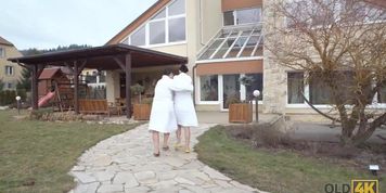 OLD4K. Slim brunette is in the mood for sensual sex with old partner