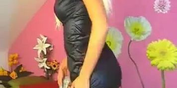 Busty policewoman on webcam display