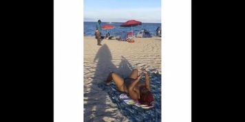 bbw showing off at beach