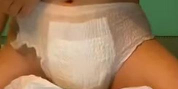 Piss Whore Changes Wet Diaper Full of Pee